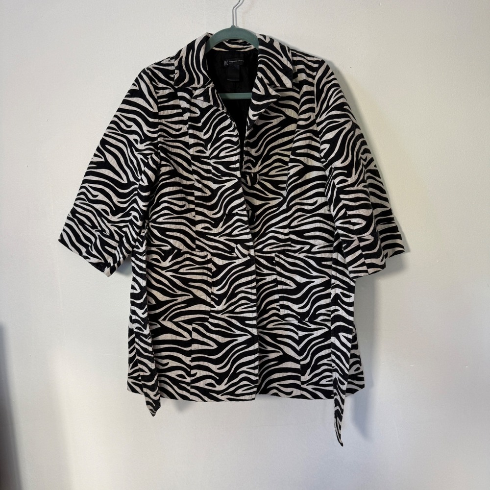 INC International Concepts Zebra Print Kimono Jacket Womens size petite medium‎